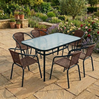 Комплект садових меблів Kontrast Garden-6 Brown на 6 осіб (стіл 120х70 см + 6 крісел)