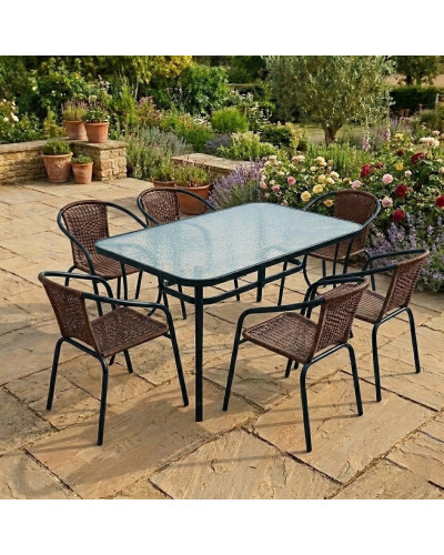 Комплект садових меблів Kontrast Garden-6 Brown на 6 осіб (стіл 120х70 см + 6 крісел)
